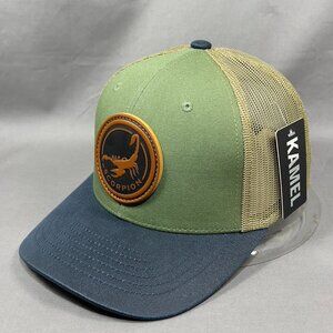 Kamel Snapback Cap Hat Green Trucker Western Outdoor Scorpion Leather Patch Mens